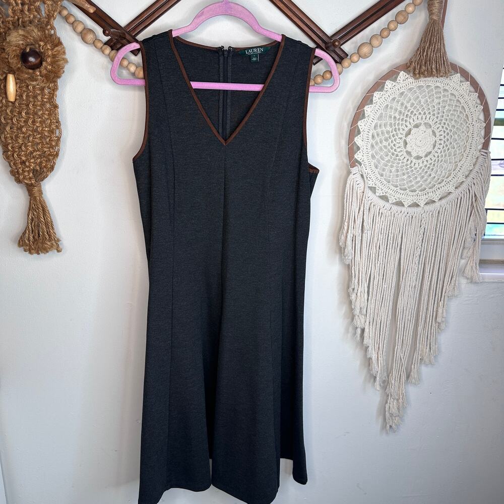 Lauren Ralph Lauren Sleeveless Ponte Knit V Neck Dress